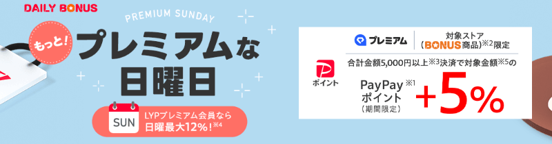 プレミアムな日曜日＋5％