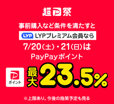 「超PayPay祭」におけるLYPプレミアム会員の最大付与率